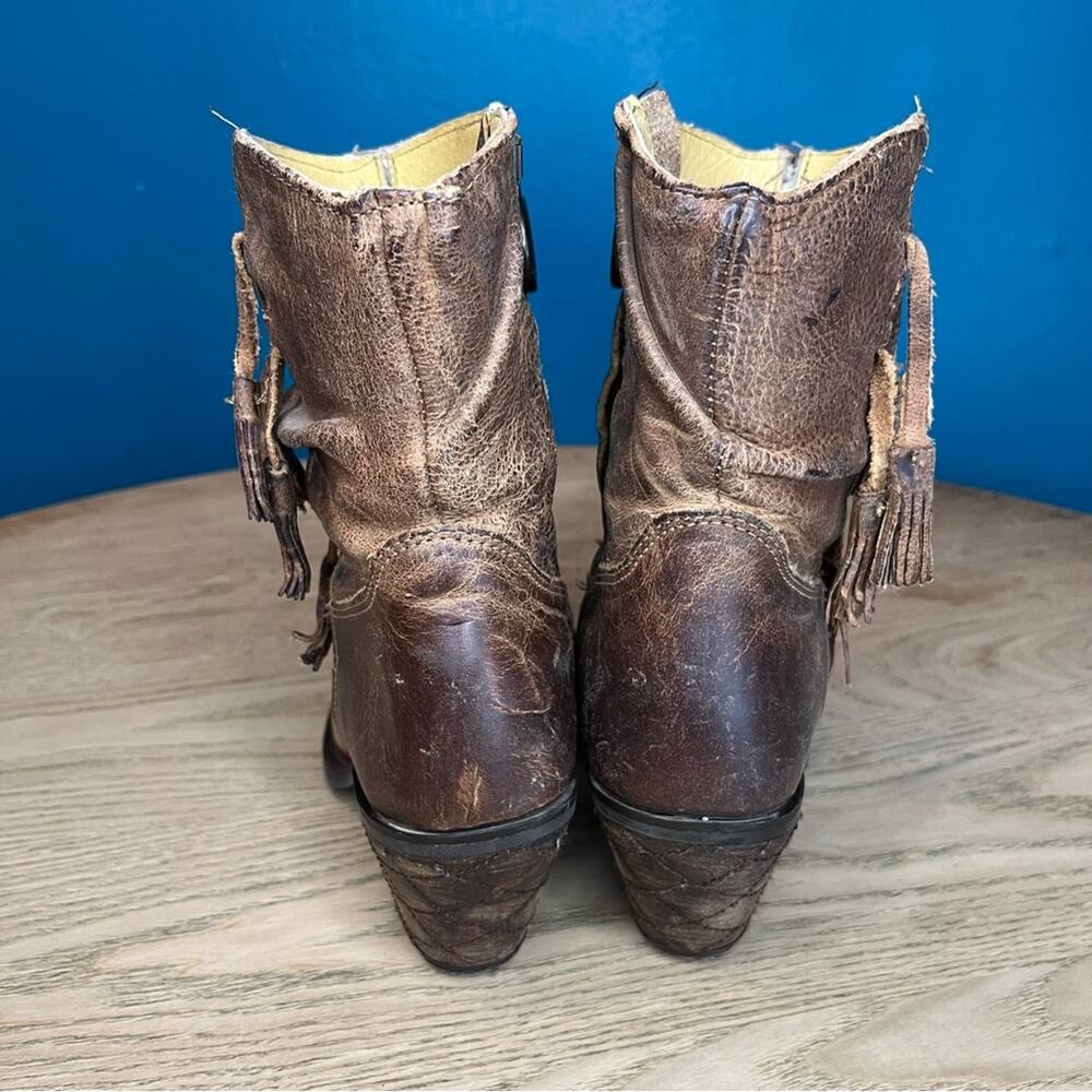 Justin Western Cowgirl Boots Distressed Brown Leather Festival Rodeo Women’s 7.5 - Picture 3 of 11